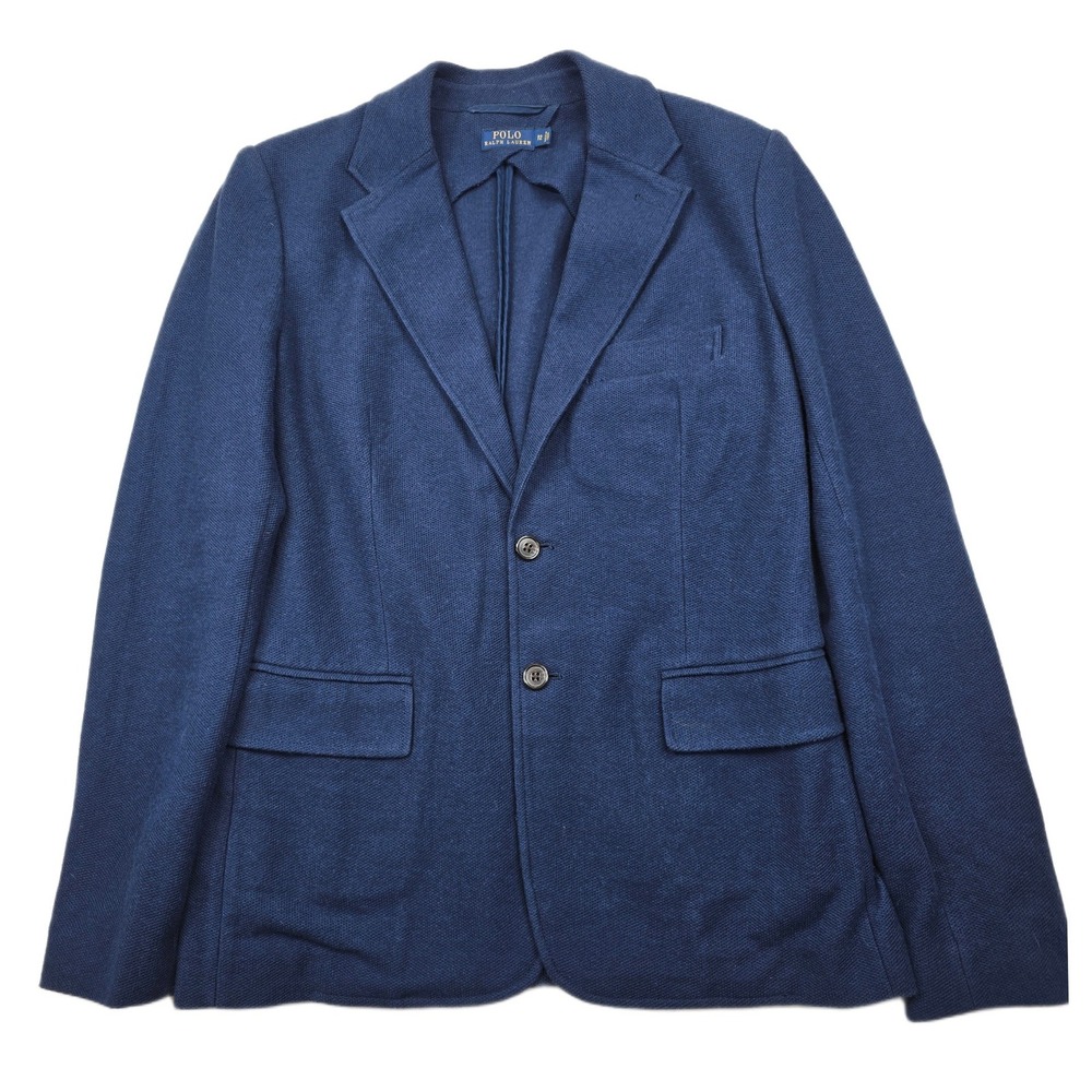 Polo Ralph Lauren Wear to Work Blazer Womens 12 Navy Blue Knit Textured Jacket